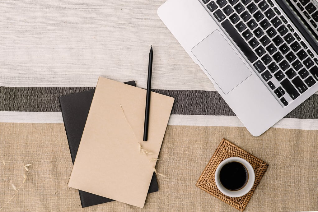 Desk Scene with Coffee and Laptop